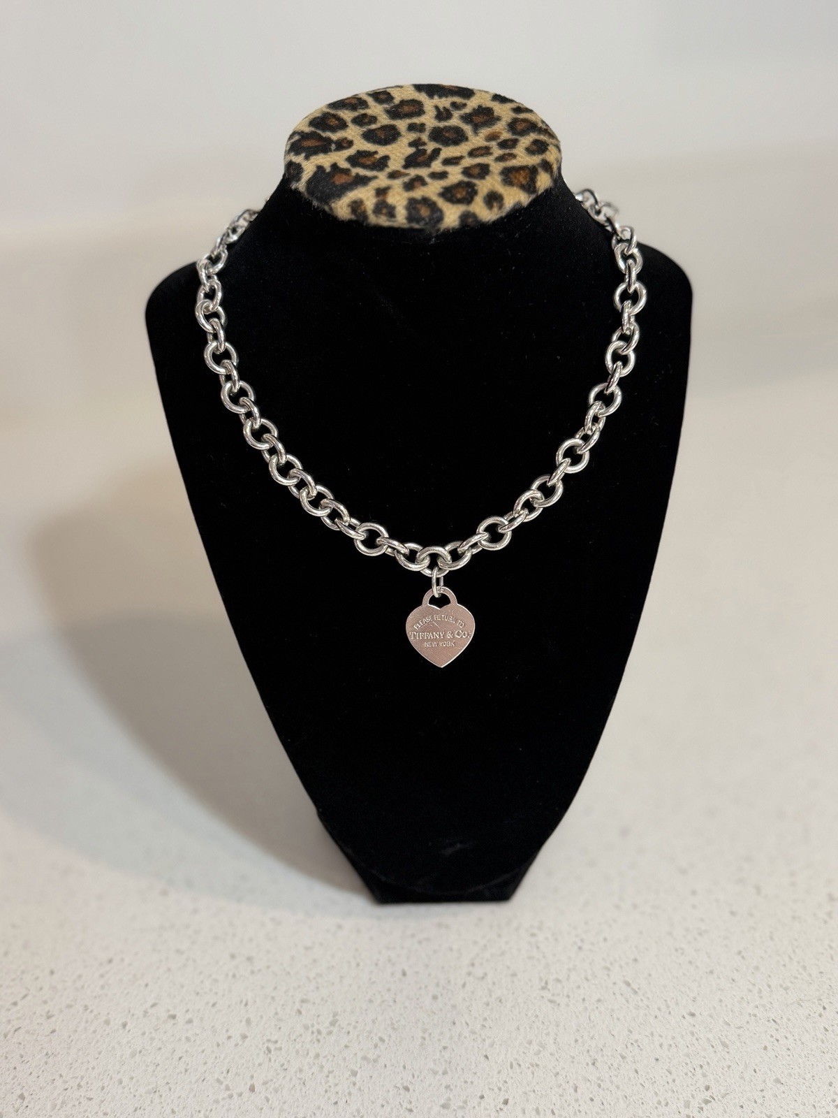 Tiffany & Co Silver Please Return to New York Heart Tag Link Necklace Womens 16”
