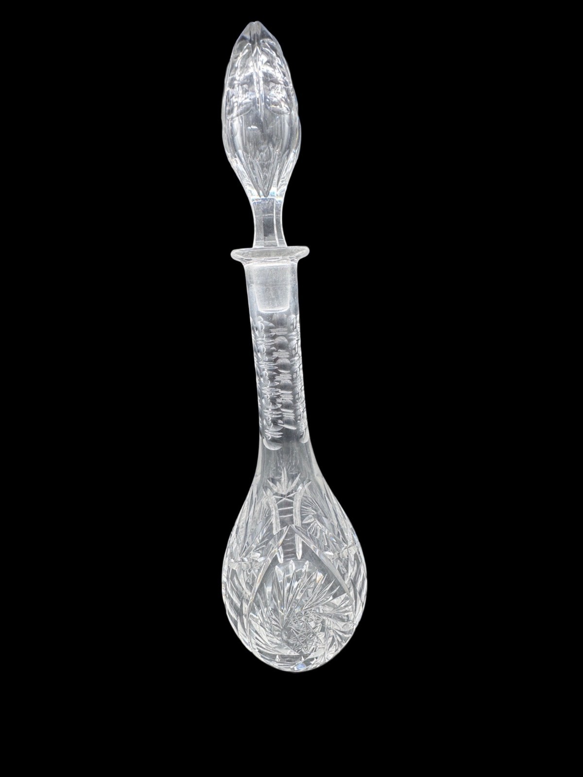 Vintage Cut Glass Crystal Decanter with Stopper Tall 16.25"