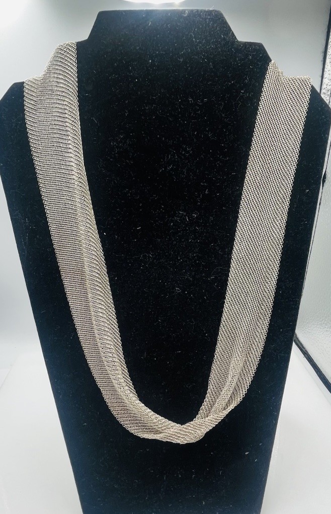 Tiffany & Co. Vintage Elsa Peretti Sterling Silver Mesh Scarf Necklace 36"