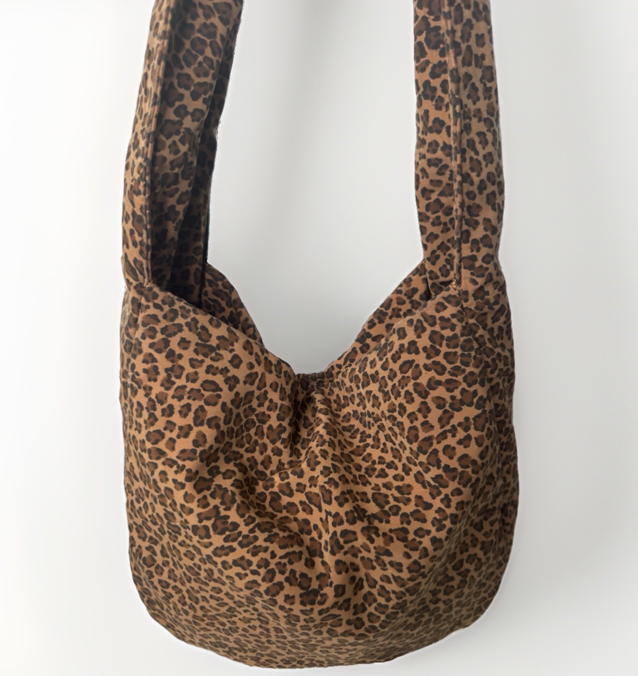 Vintage Bottega Veneta Leopard Print Nylon Hobo Shoulder Bag, Made in Italy