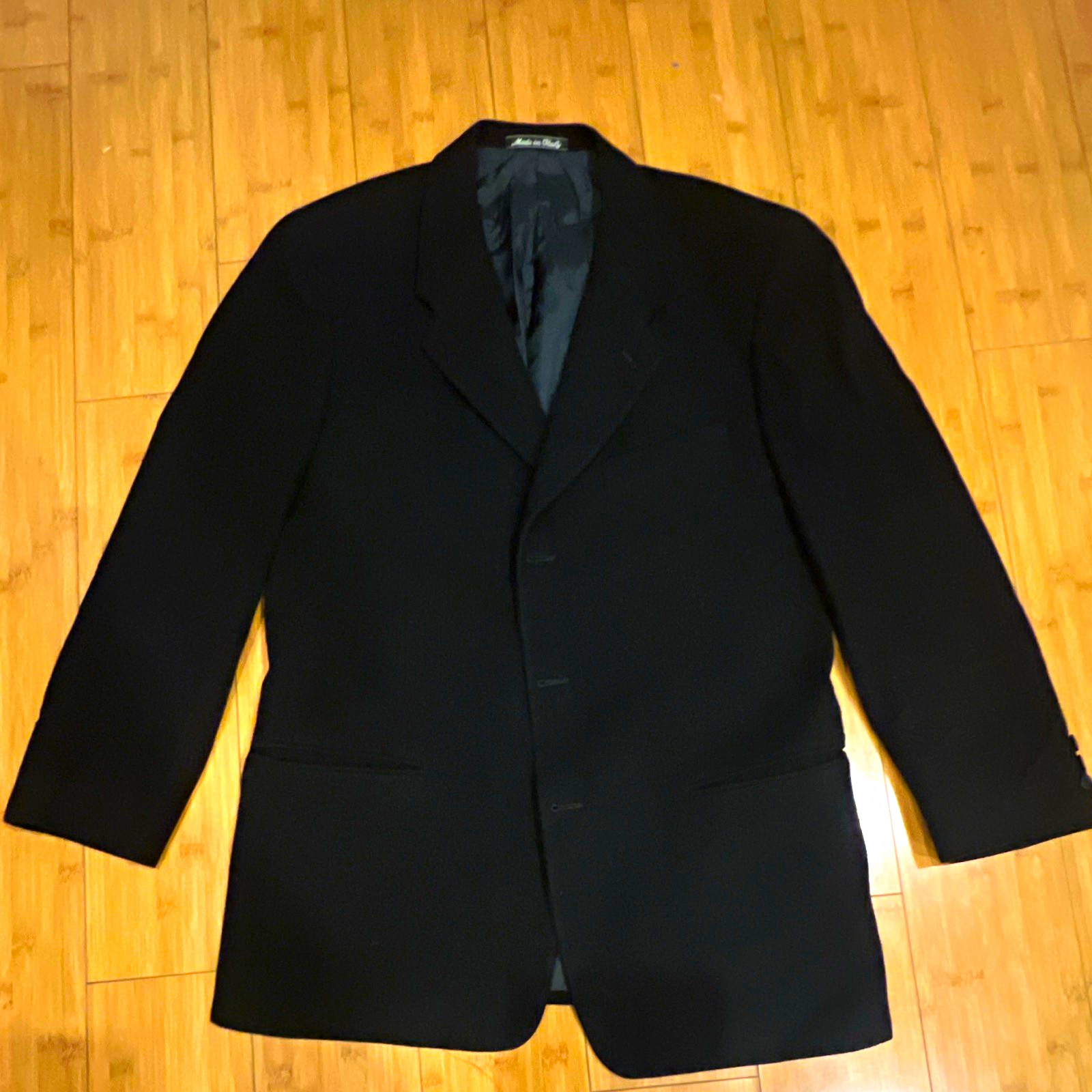 VTG Giorgio Armani Le Collezioni Black 100% Wool Blazer Jacket Mens 38R 48