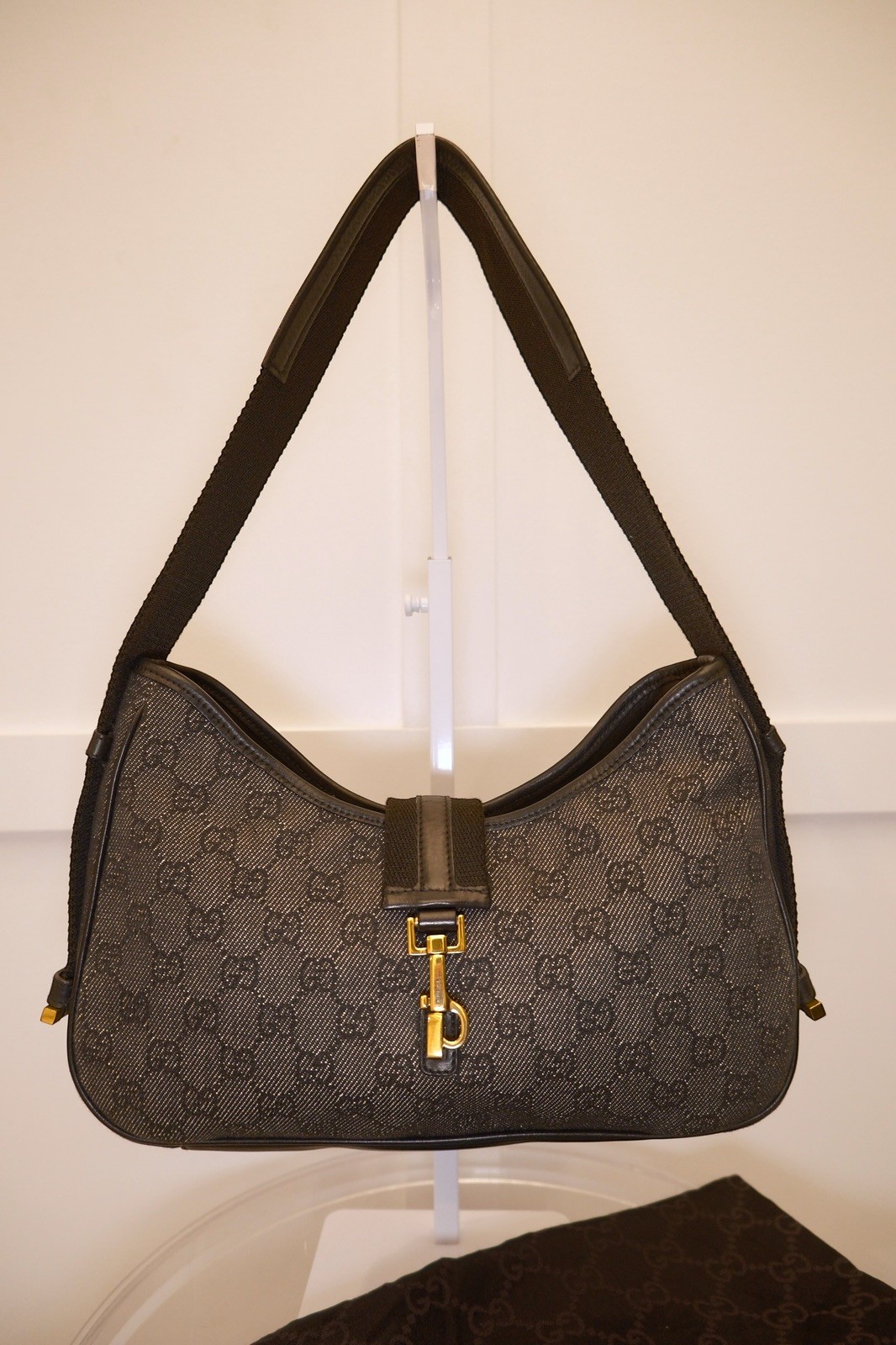 Gucci GG Monogram Jackie Vintage Shoulder Bag Black