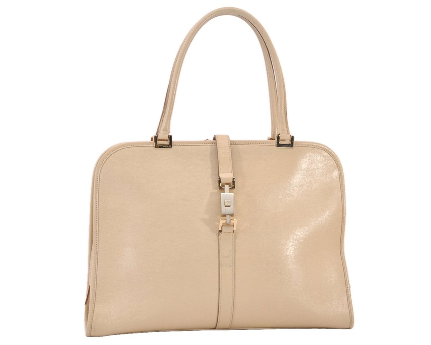 Authentic GUCCI Vintage Jackie Hand Tote Bag Leather 0021072 Beige 939AB