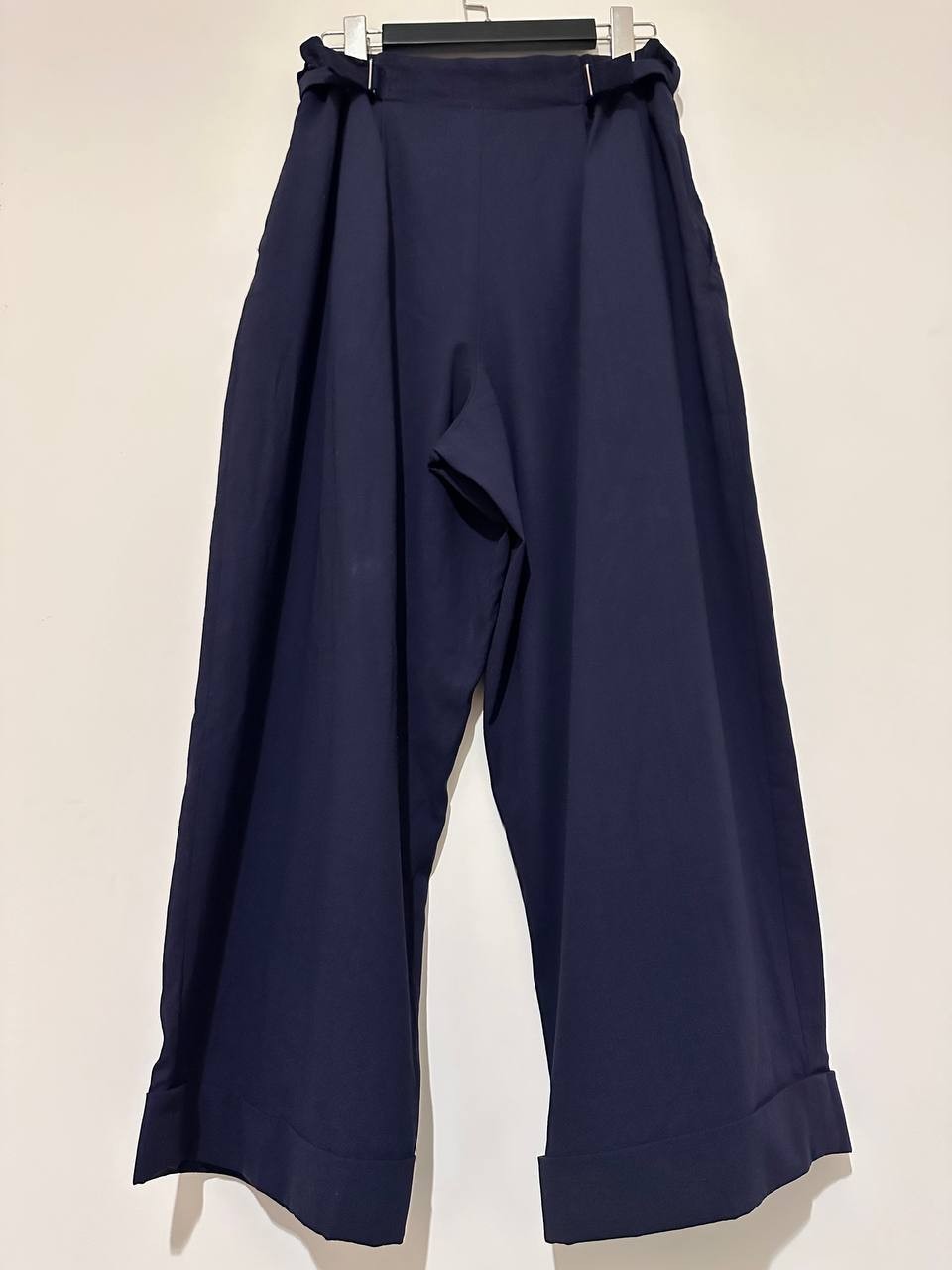 Vintage 1980s Yohji Yamamoto Wide Leg Hakama Trousers Dark Navy Wool Japan