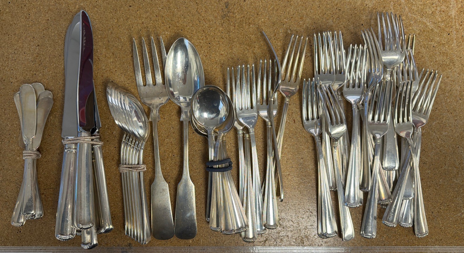 Cartier Spoon Fork Knife Set Vintage Antique Sterling Silver — Lot Of 65