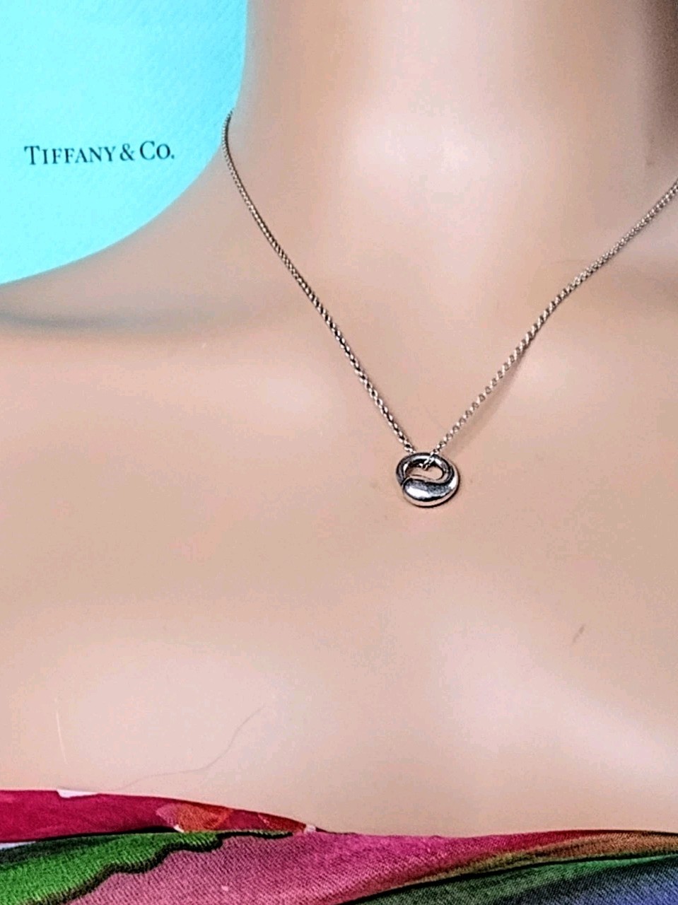 TIFFANY & Co. Elsa Peretti Eternal Circle Necklace Sterling Silver 18" Vintage