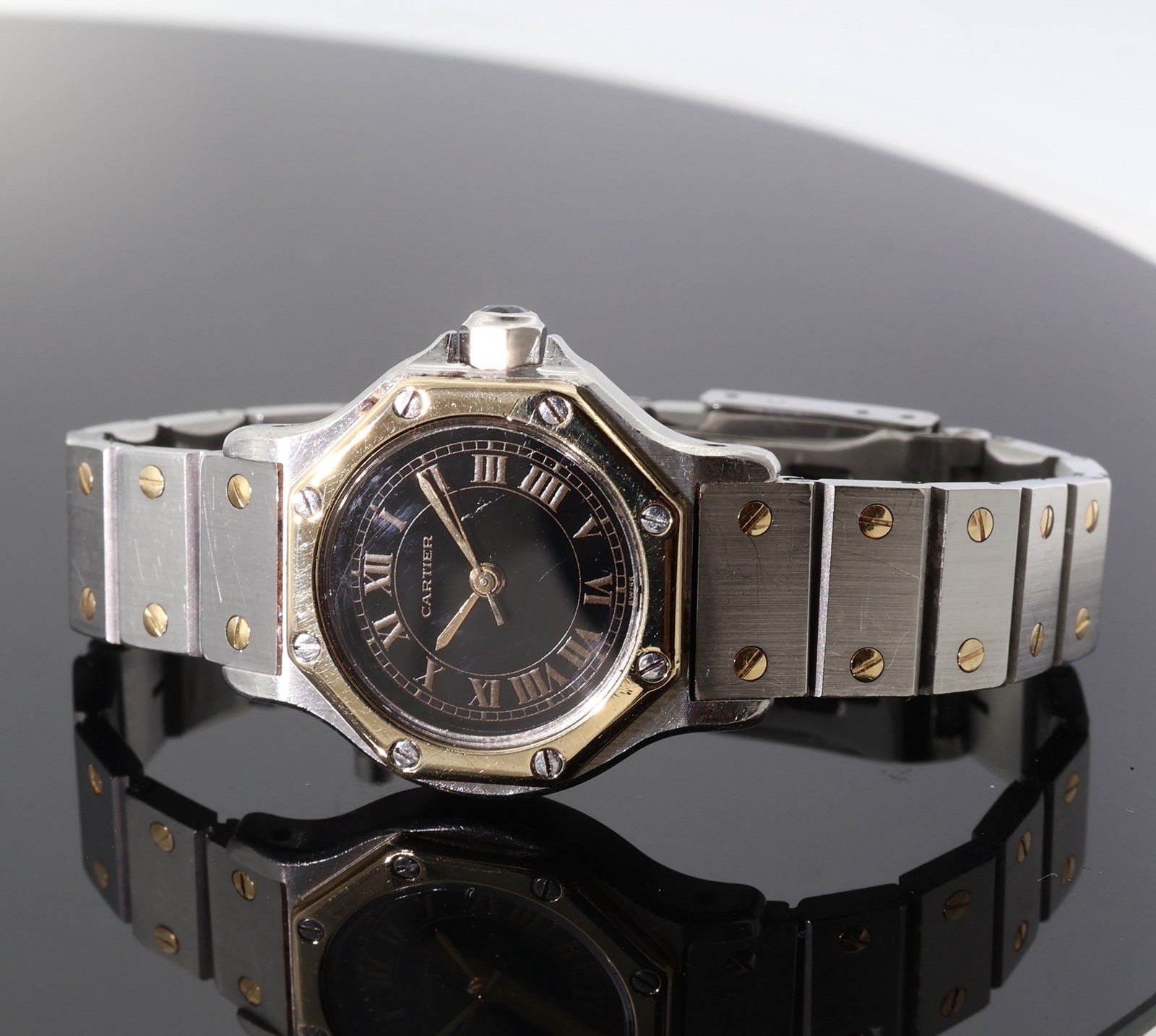 Vintage Cartier Santos Octagon Automatic 25mm 18k Gold & S/S Wrist Watch FIXER