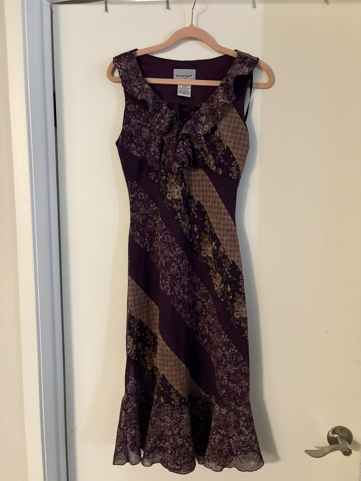 Vintage Bias Cut Dress Purple Floral Juniors 7/8 Cottage Core