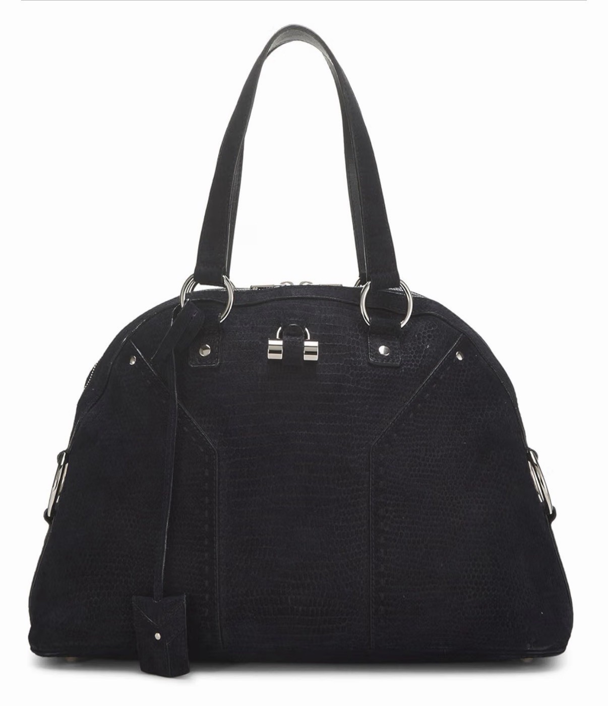 Vintage 2006 Yves Saint Laurent YSL Navy Reptile Suede Muse Bag Purse.