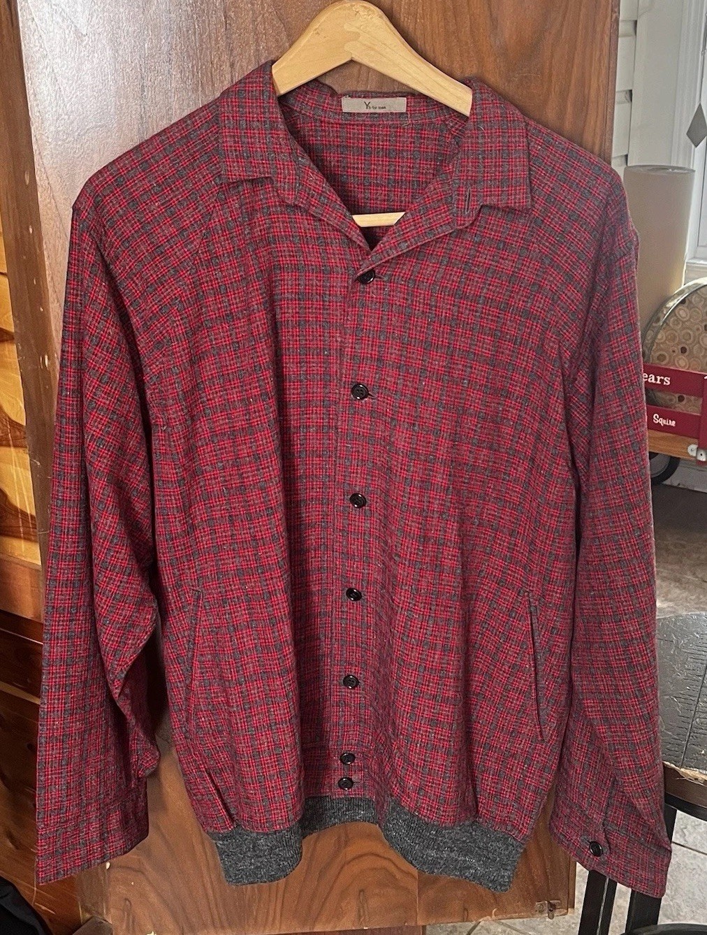 Y’s for Men Japan Yohji Yamamoto 90s Plaid Camp Shirt Wool Ribbed