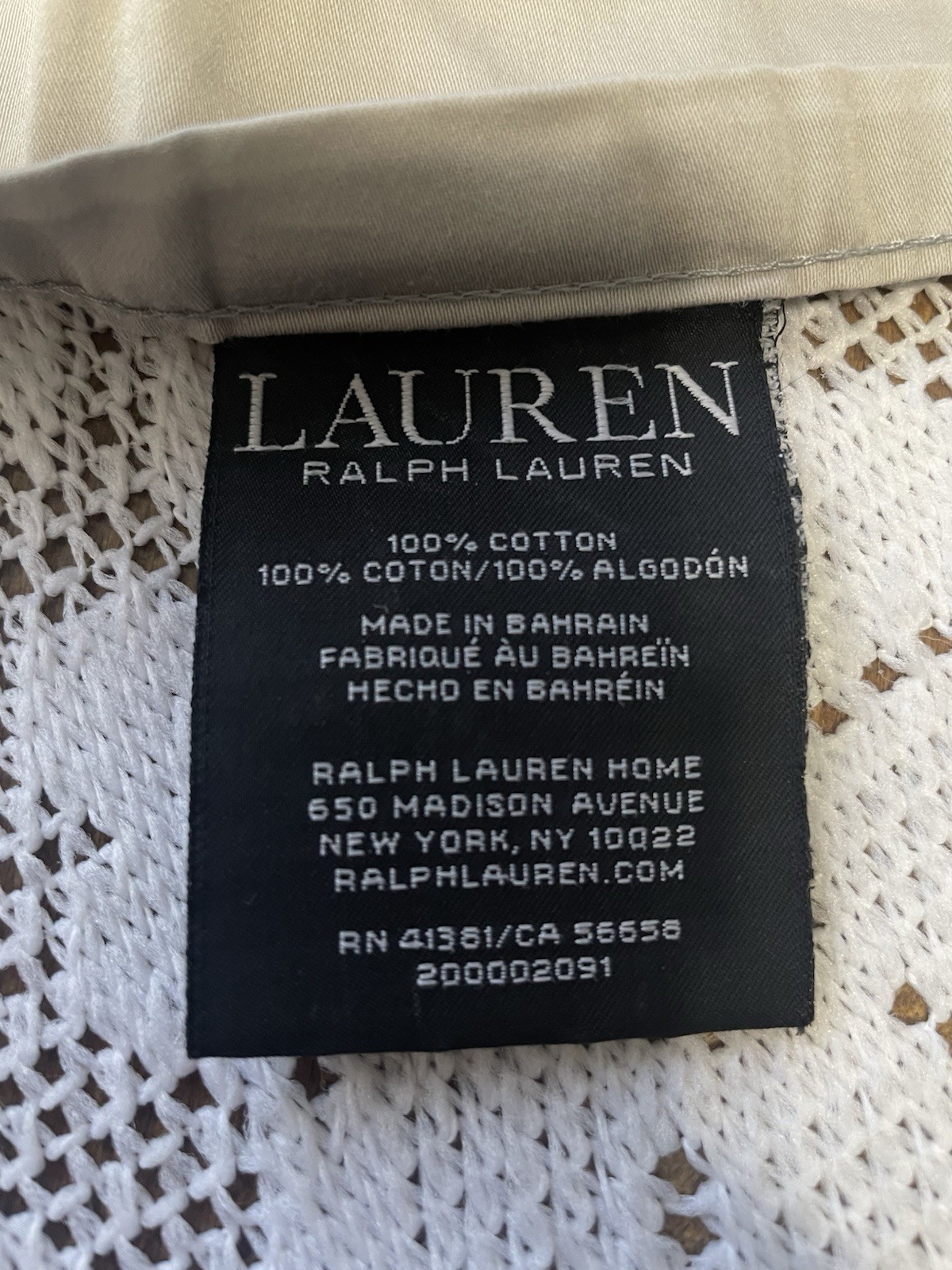 Vintage Lauren Ralph Lauren Home Full Flat Sheet - Solid Khaki Tan 100% Cotton