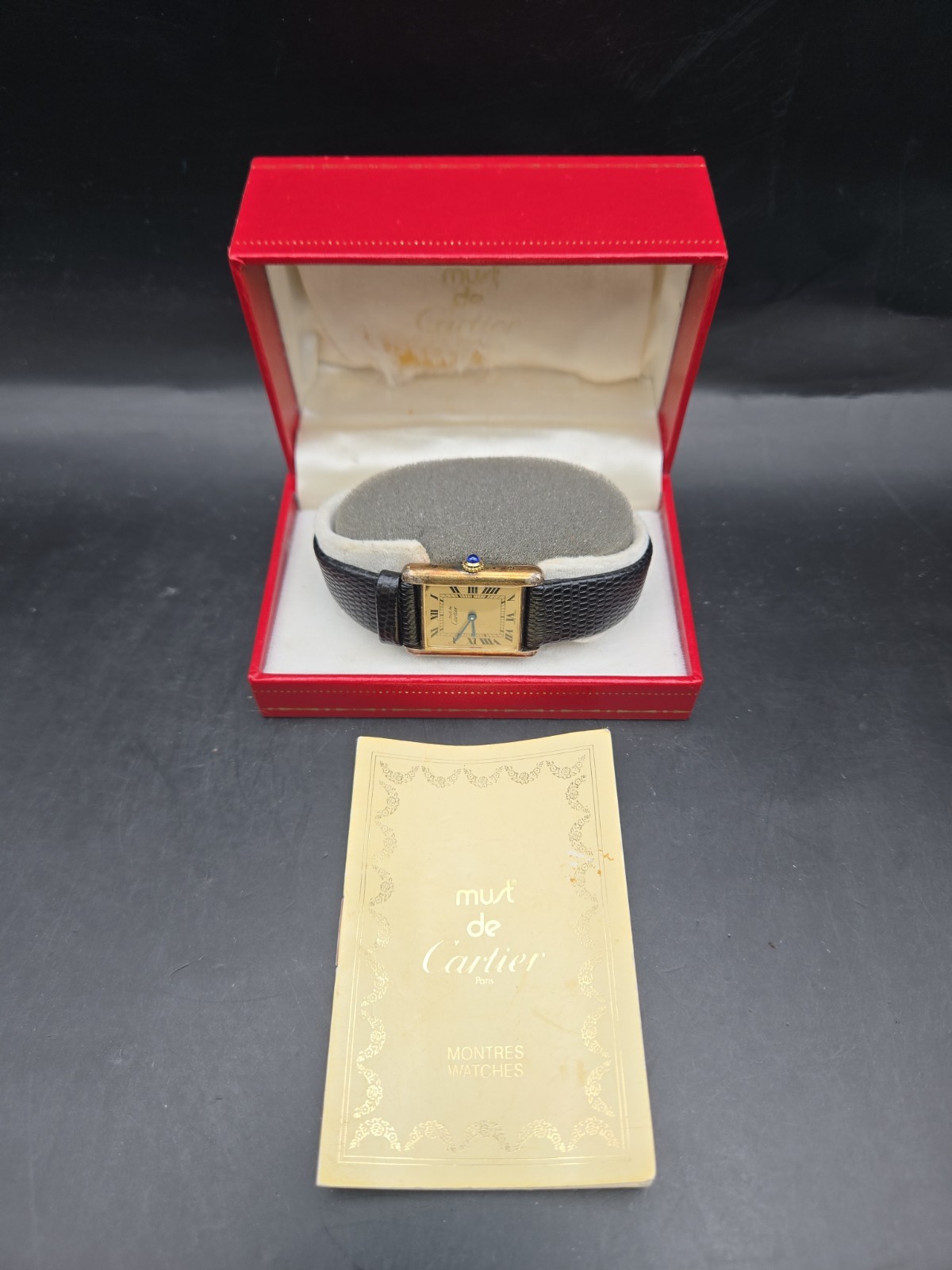 Vintage Must De Cartier Vermeil 20 Micron Plated 23mm Gold Dial Womens Watch