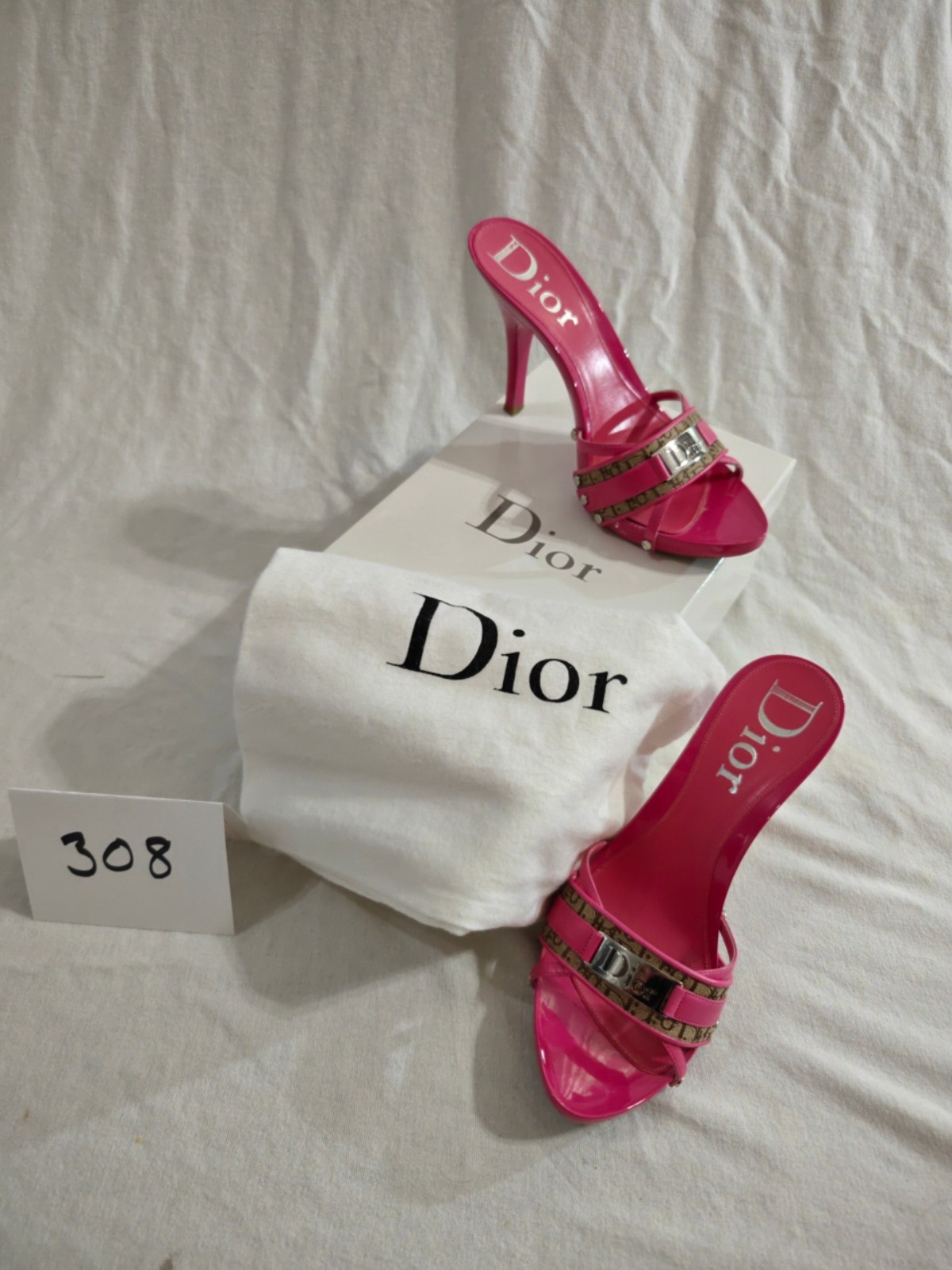 Diorissimo Pink Logo Platform Heels Vintage Dior US size 6.5 EU size 37.5