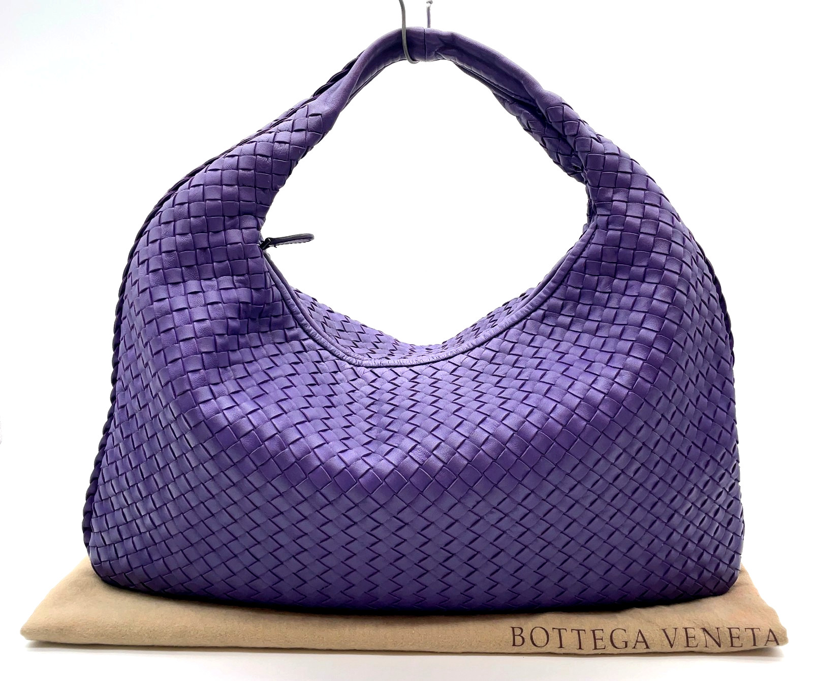 Auth Bottega Veneta Intrecciato Nappa Leather Purple Hobo Bag W/Dustbag OY100086