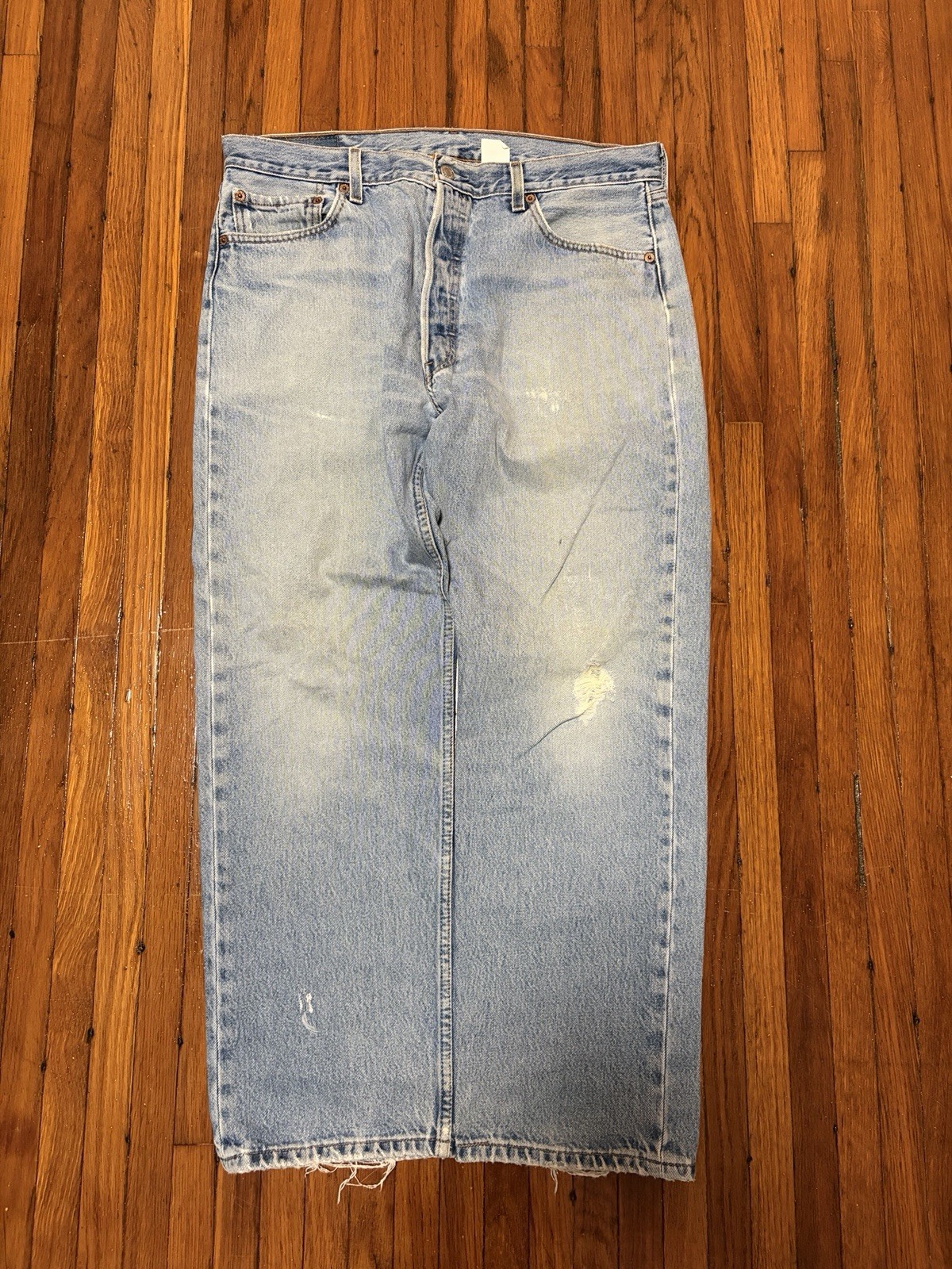 Vintage 90s Levi’s 501s Jeans Medium Wash Button Fly Distressed Men’s 36x29