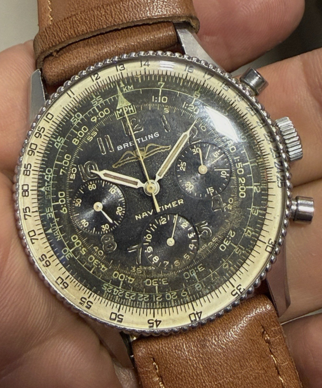 VINTAGE BREITLING NAVITIMER 806 AOPA VENUS 178 CHRONOGRAPH MOVEMENT BLACK DIAL