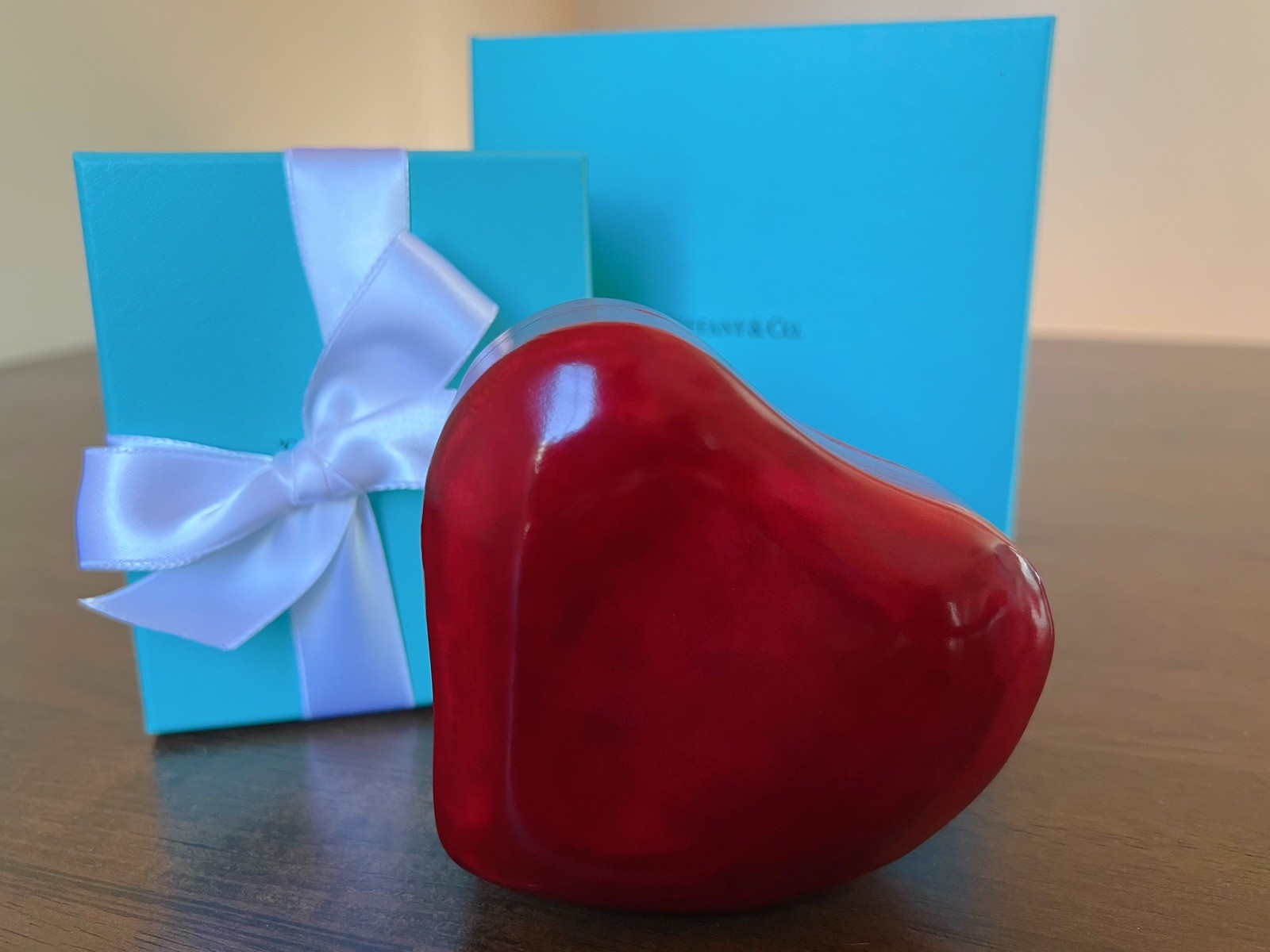 Tiffany & Co. Elsa Peretti Heart Box In Red Leather AUTHENTIC VINTAGE