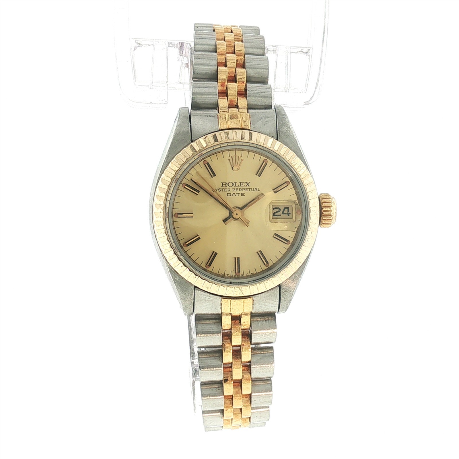 VINTAGE LADIES ROLEX DATE 6917 WRISTWATCH 18K YELLOW GOLD STAINLESS STEEL
