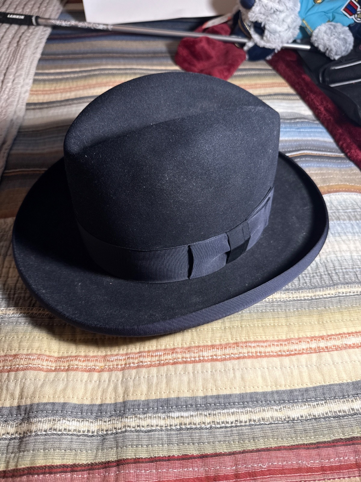 1950'S KNOX PREMIER FEDORA FUR FELT MEN'S HAT SZ. 7 1/4 NEW YORK/MILLERS-CHICAGO