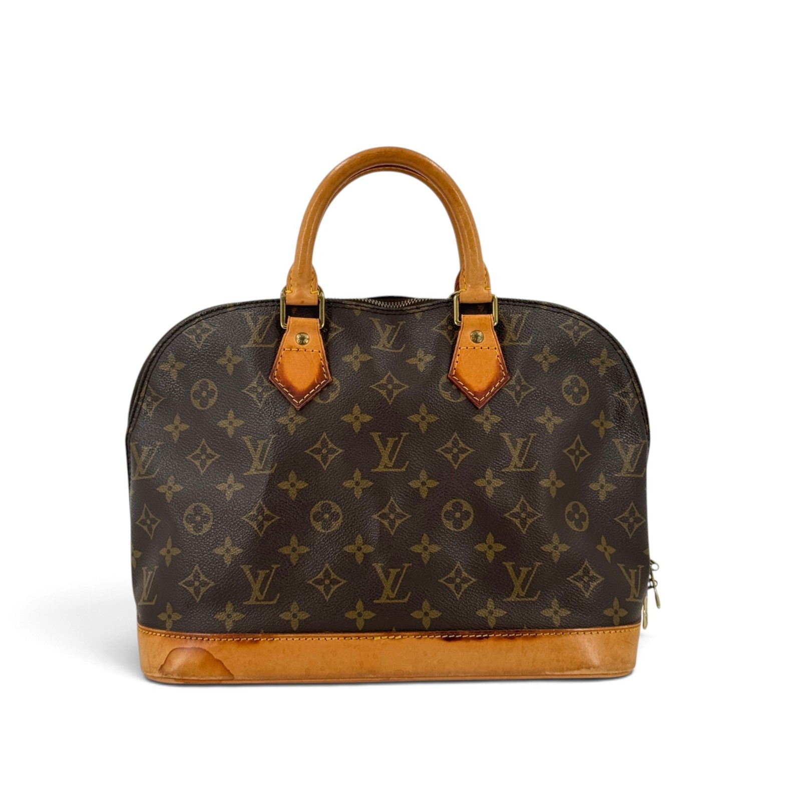 LOUIS VUITTON Monogram Alma PM Handbag Leather Brown Vintage Auth M51130