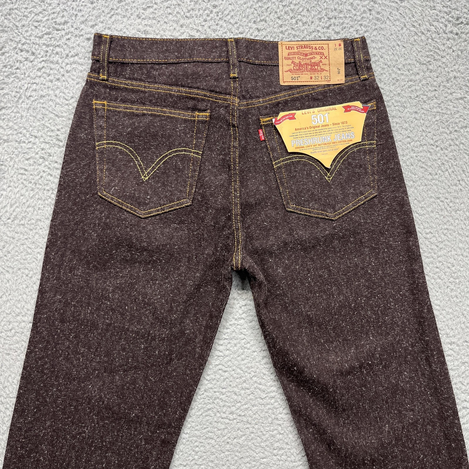 Vintage Levis 501 Jeans Mens 32x32 Brown Neppy Raw Denim Straight Button Fly USA