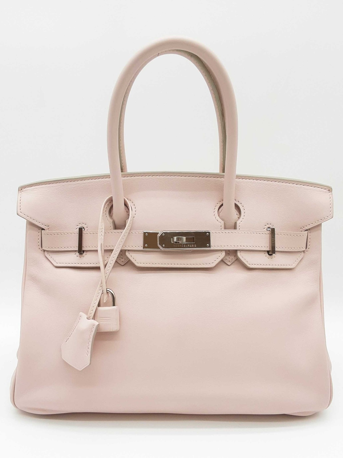 Hermes Birkin 30 Rose Dragee Pale Pink Swift Palladium Handbag Do1225llxzxde