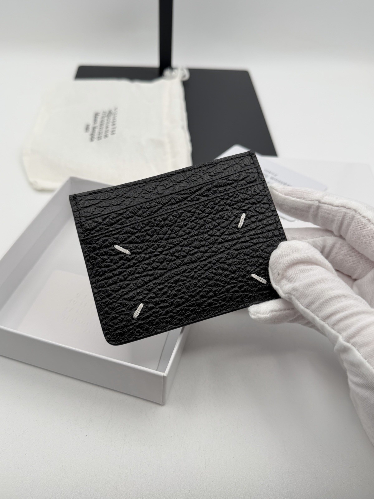Maison Margiela Vintage 4 stitches Leather Wallet Black Card Holder W Card