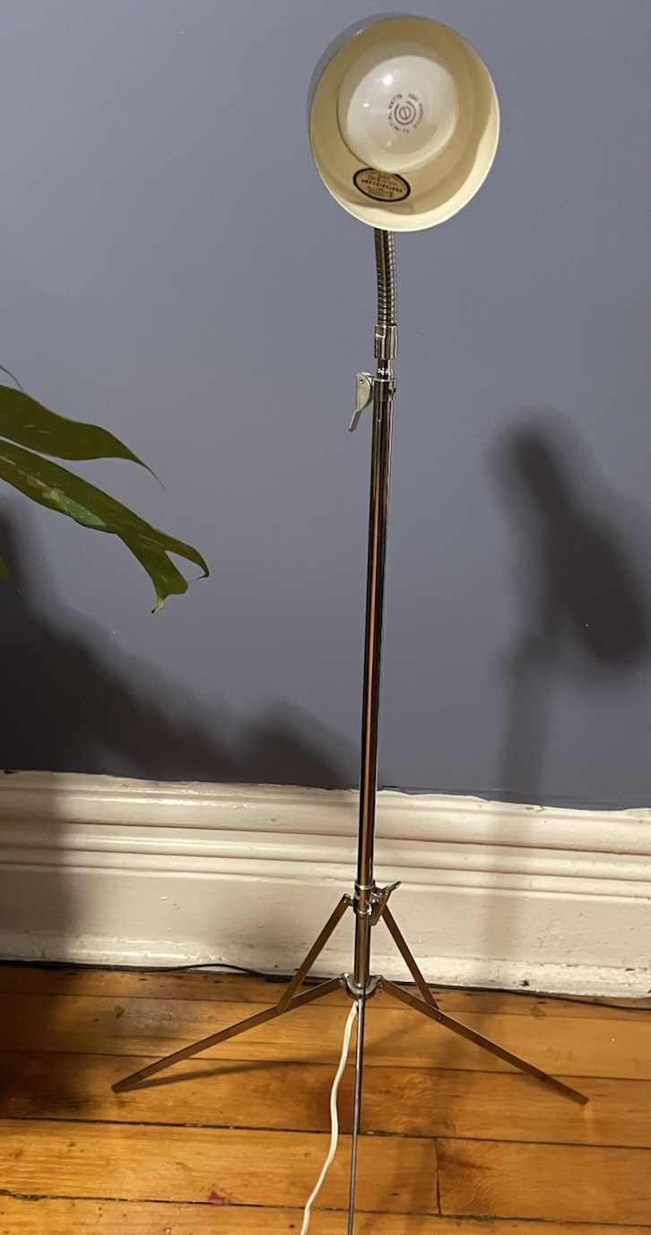 Vintage  Brown Tripod Floor Lamp Mid Century Modern Adjustable Light MCM