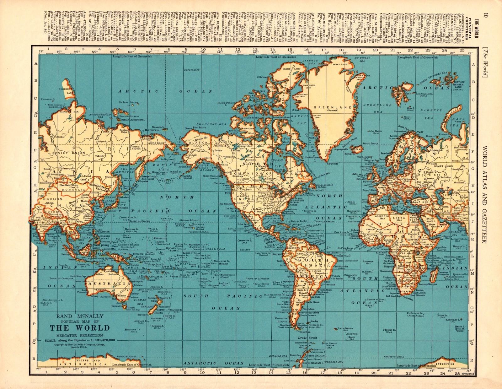 1938 Antique WORLD Map Vintage 1940s Map of the WORLD Gallery Wall Decor 3269