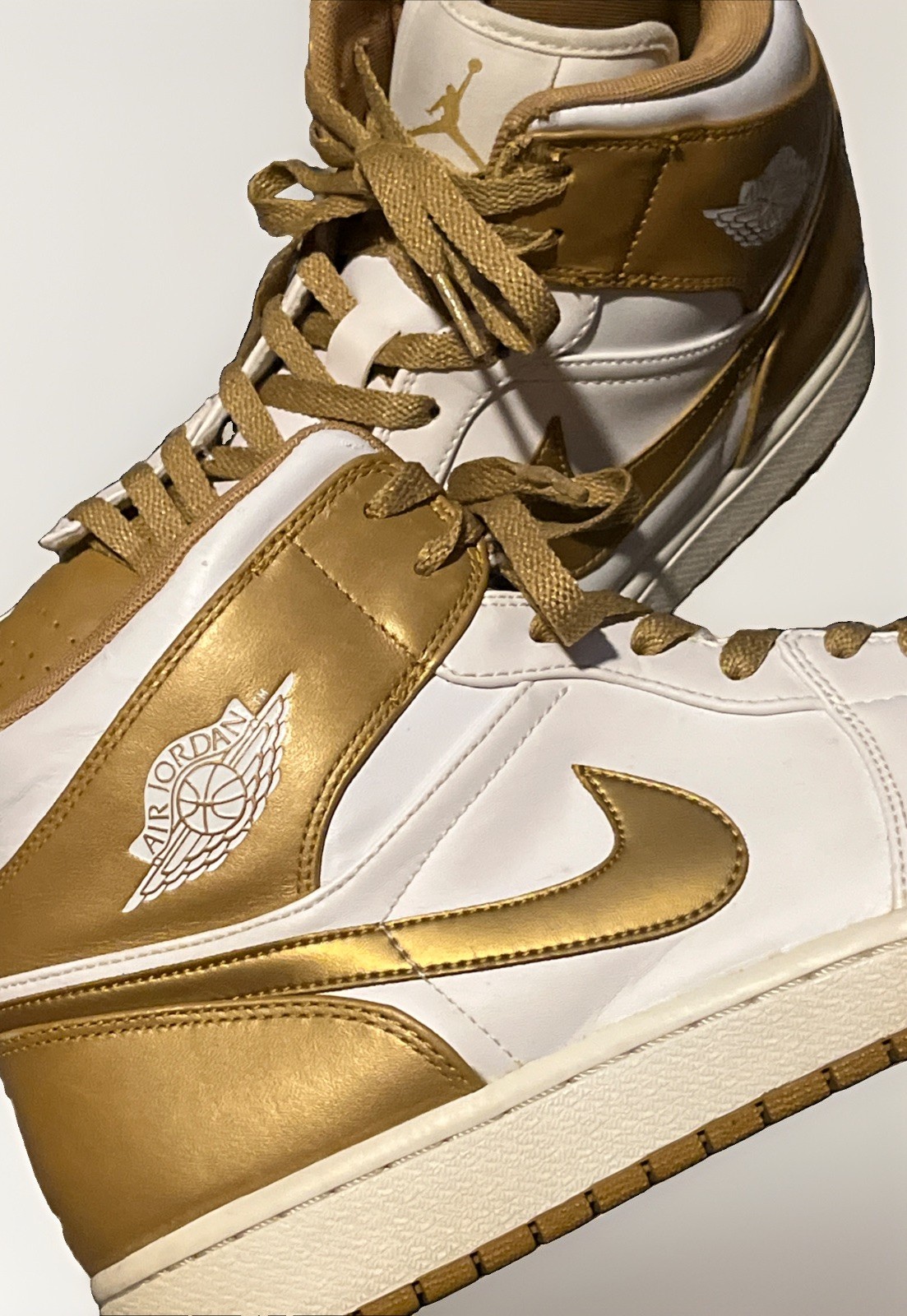 🔥 2012 Nike Air Jordan 1 Phat White Metallic Gold 364770-130 Men’s Sz 13 OG