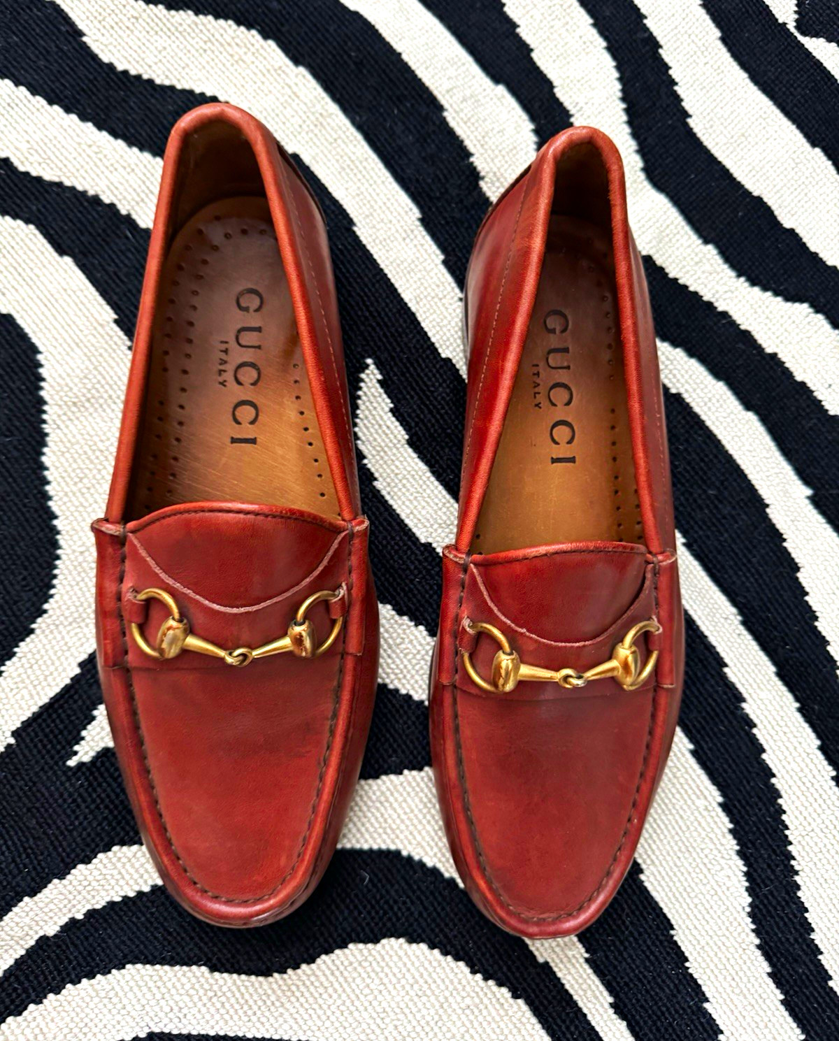 Vintage Gucci Brown Leather Horsebit Slip-On Loafers Round Toe Men’s 39 / 6.5 M