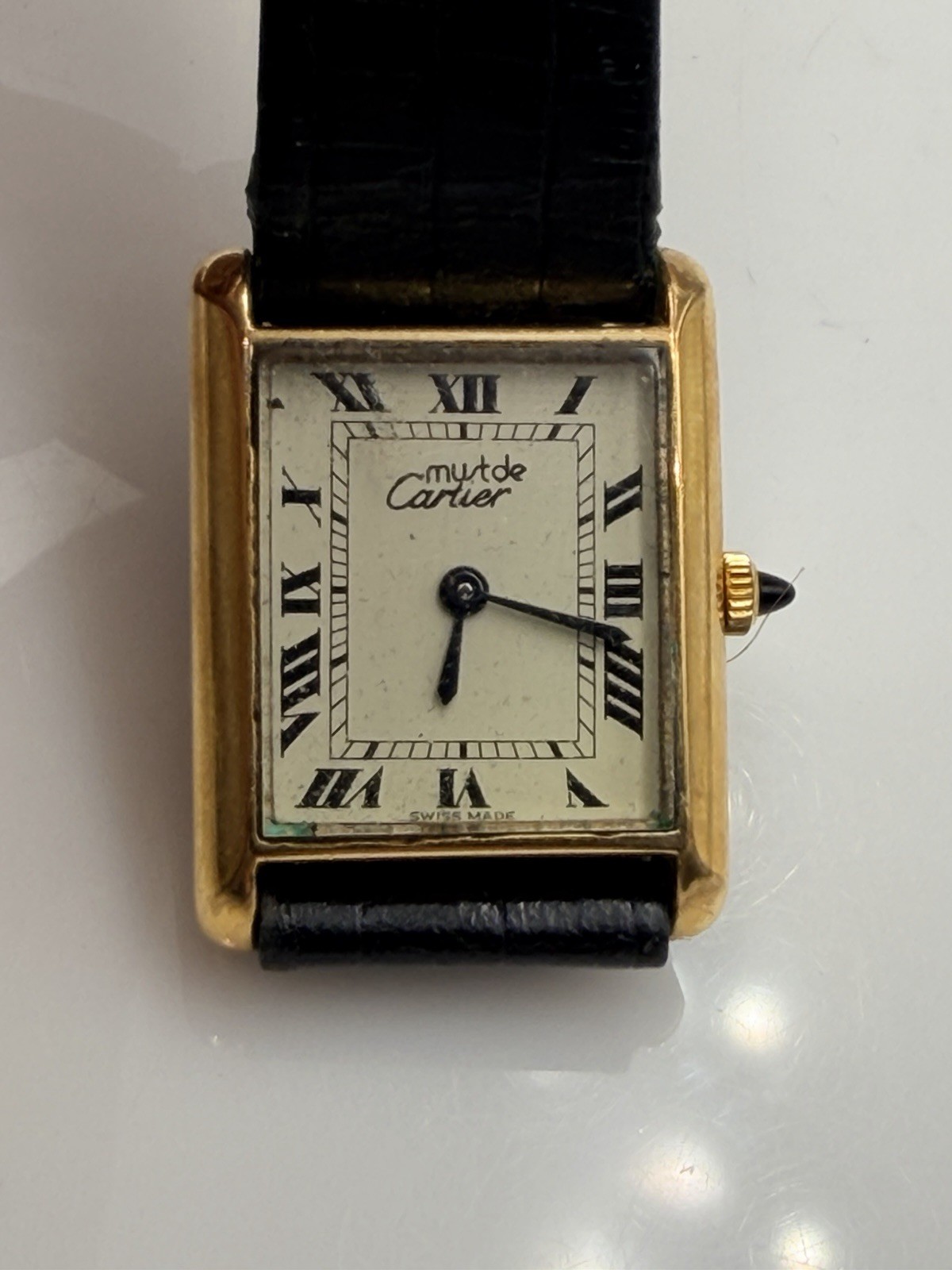 Cartier Vintage Gold Electroplated Unisex Manual Wind Tank Watch 23mm x 30.5mm