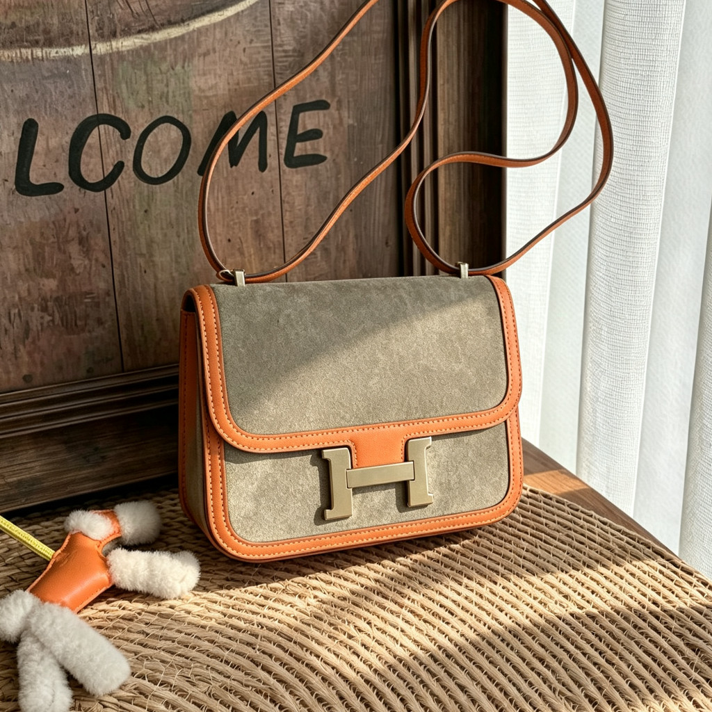 Hermès Constance 19 Vert Olive Silver HW Suede Leather Vintage Shoulder Bag Rare