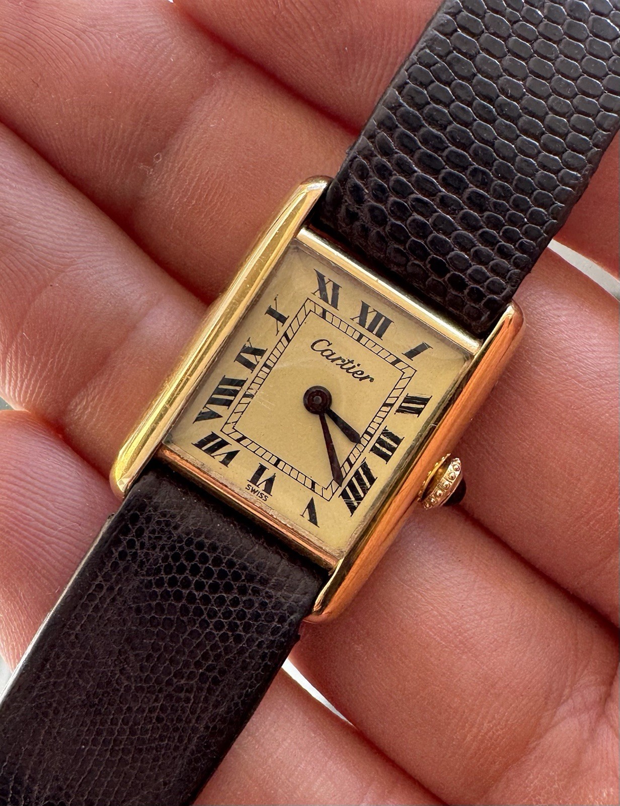 Vintage Cartier Tank Pre-Must 1970s Manual Wind 21mm by 28mm Gold Plated