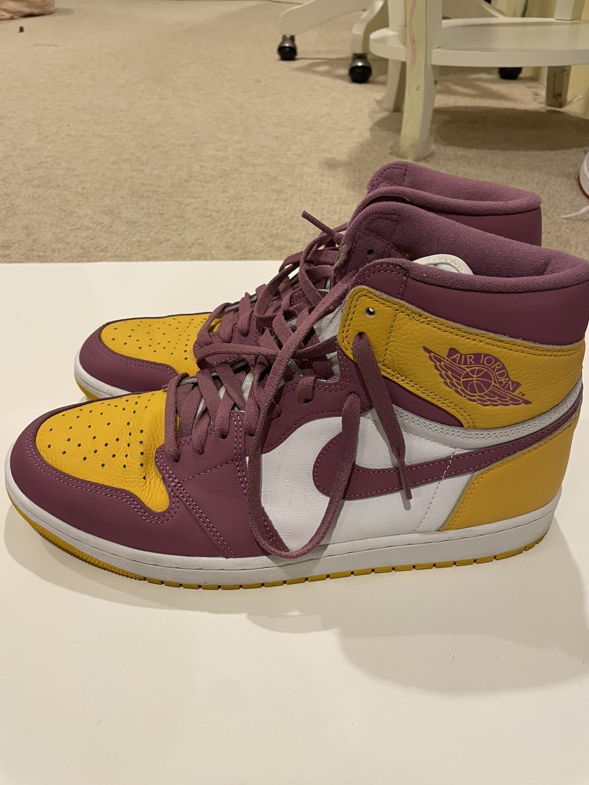 Nike Air Jordan 1 Retro High OG Brotherhood 2021 Men’s 14 Yellow Purple Shoes