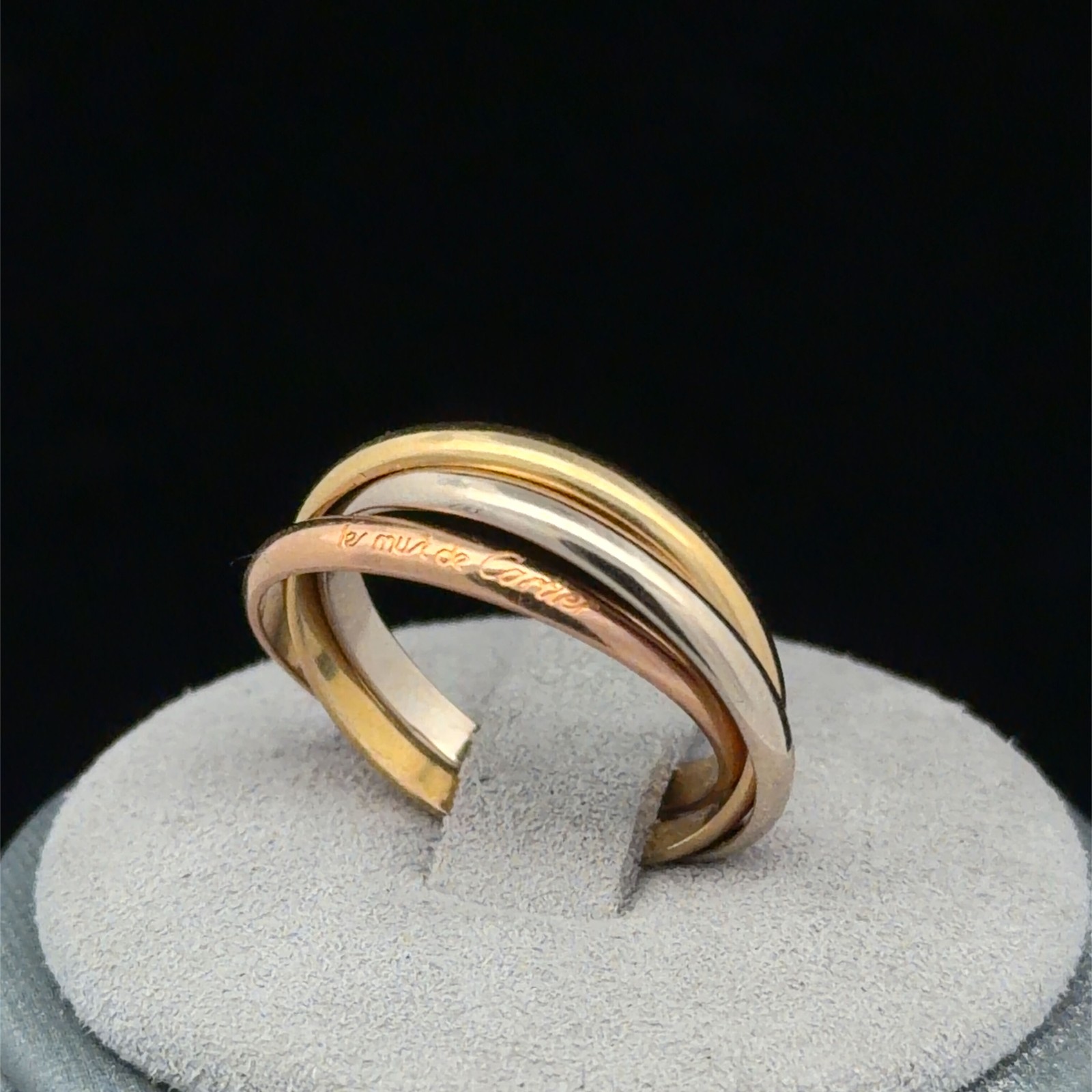 Cartier Vintage Le Must de Trinity Rolling Band Tri-Color Gold Ring Sz 4.5