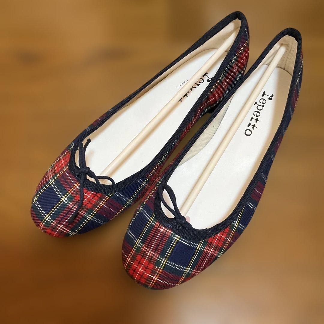 Repetto Check Pattern Ballet Shoes Made in France Women's EU 37 New