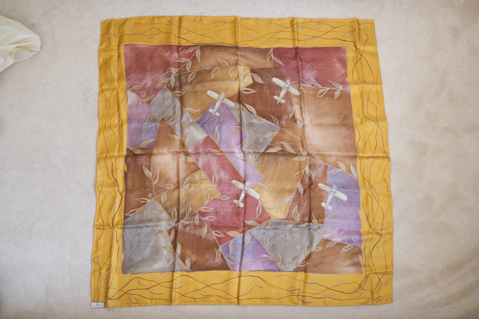 Vintage Louis Vuitton Airplane Silk Scarf