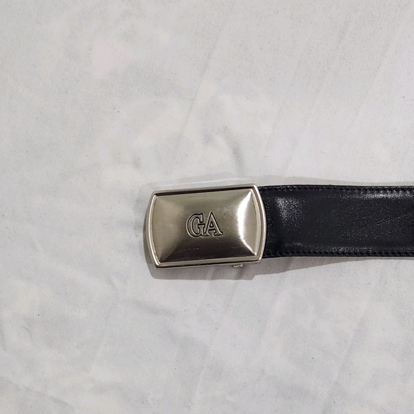 Vintage 90s Giorgio Armani Men's Black Leather Belt GA Logo Buckle 34 / 85