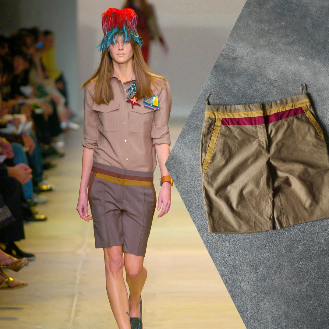 S/S 2005 Prada RUNWAY Yellow Cotton Bermuda Shorts Women VINTAGE