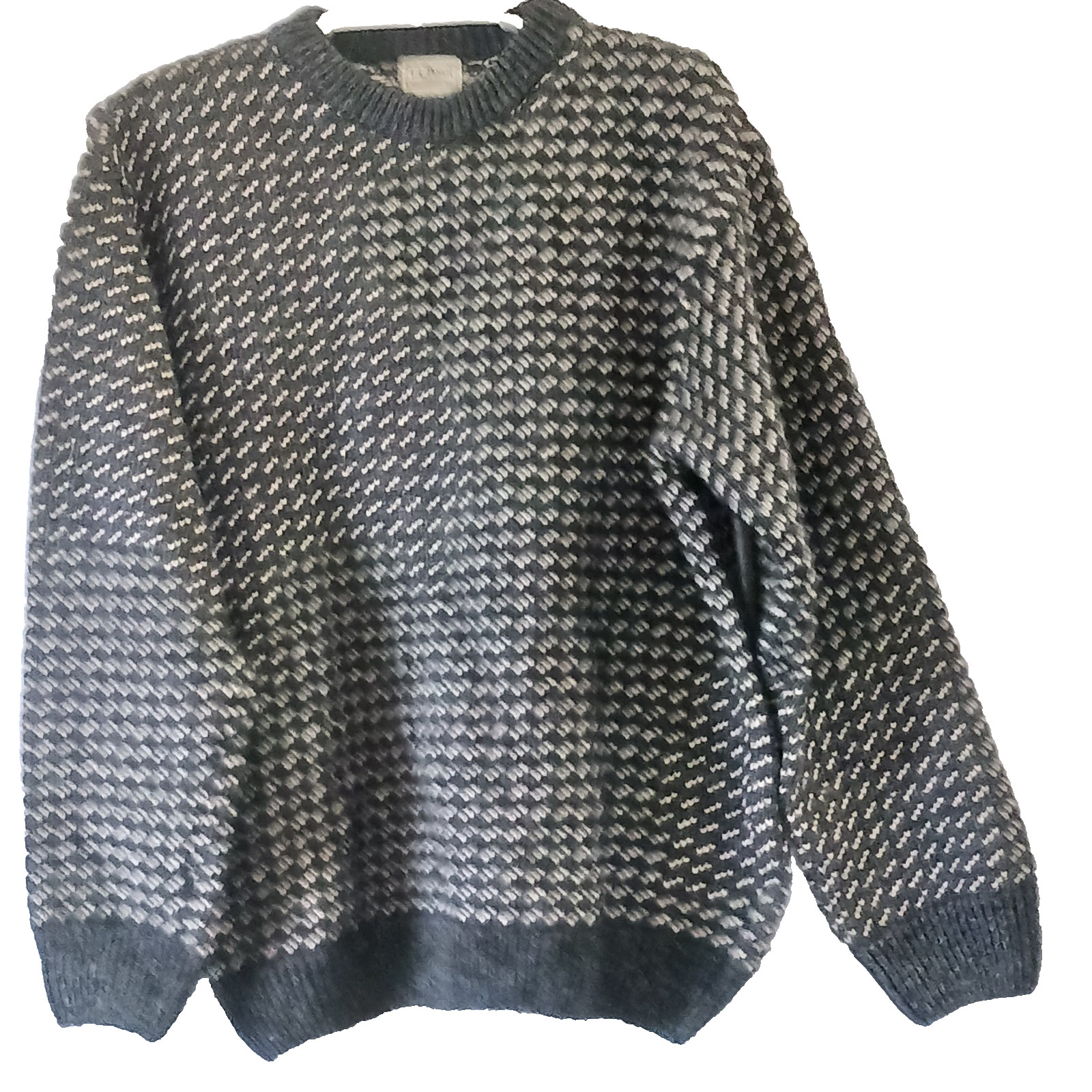 Vintage 80's LL BEAN Mens L Oversized Birds-Eye Sweater Wool Norwegian Fisherman
