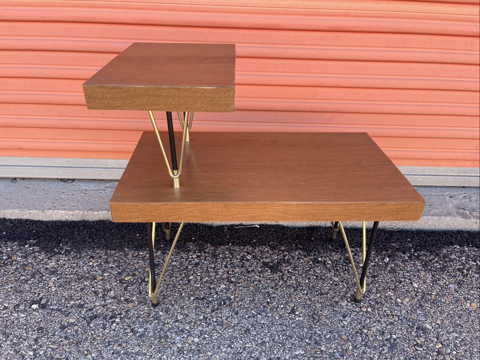 Vintage Two Tiers Mid Century Atomic Coffee Table Hollywood Regency 1960’s