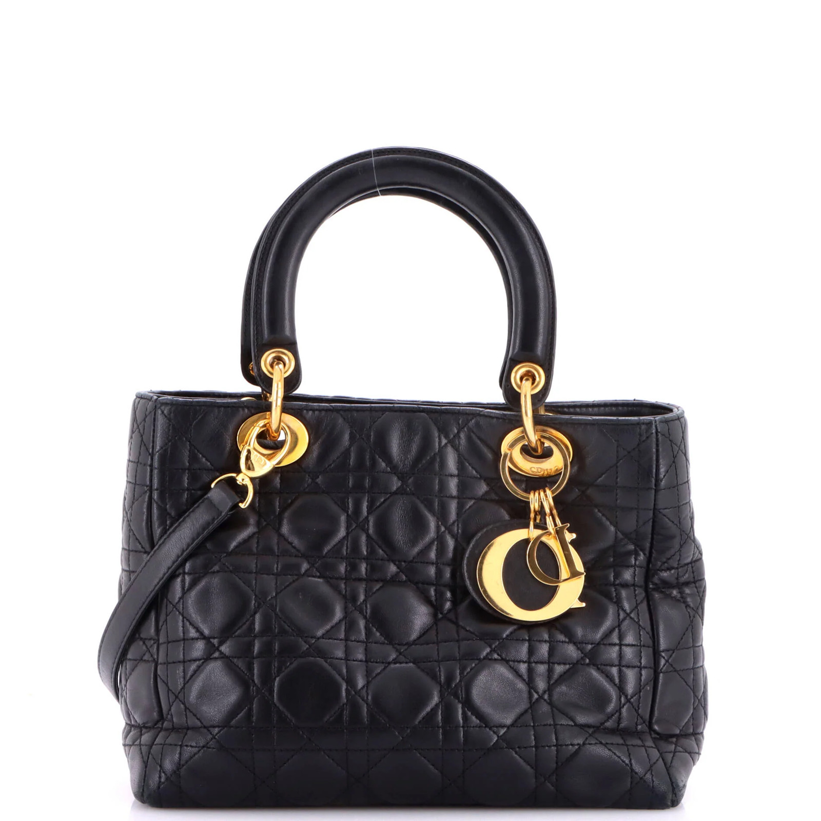 Christian Dior Vintage Lady Dior Bag Cannage Quilt Lambskin Medium