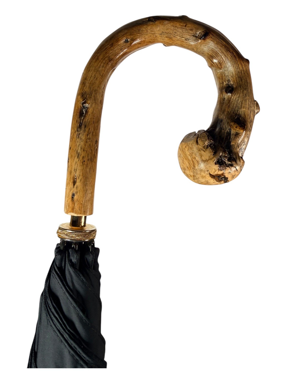 James Smith & Sons London Congo Wood Hook Handle Umbrella Black Canopy