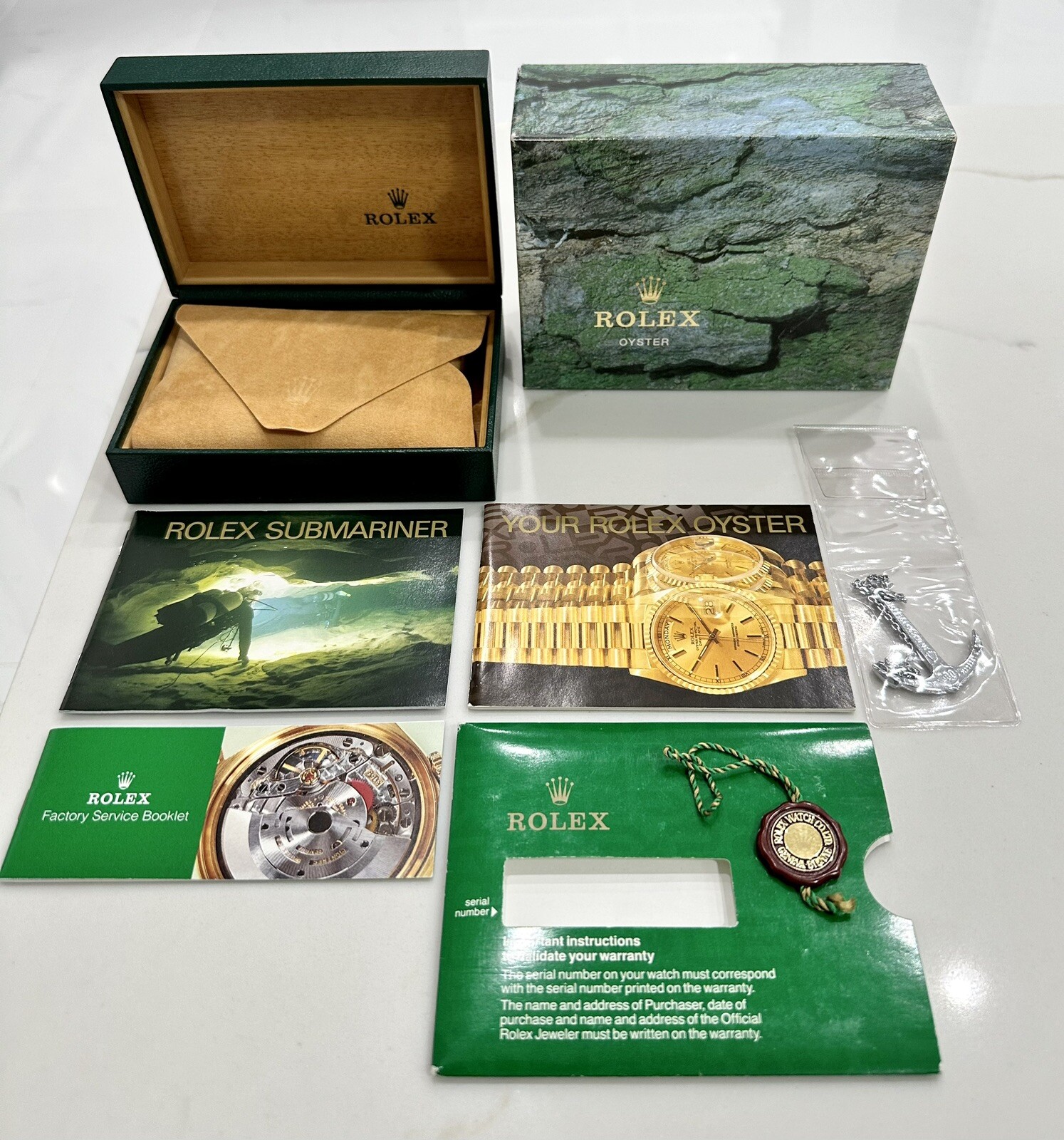 GENUINE Vintage Rolex Submariner 14060 Watch Box Booklet Anchor FULL SET CLEAN