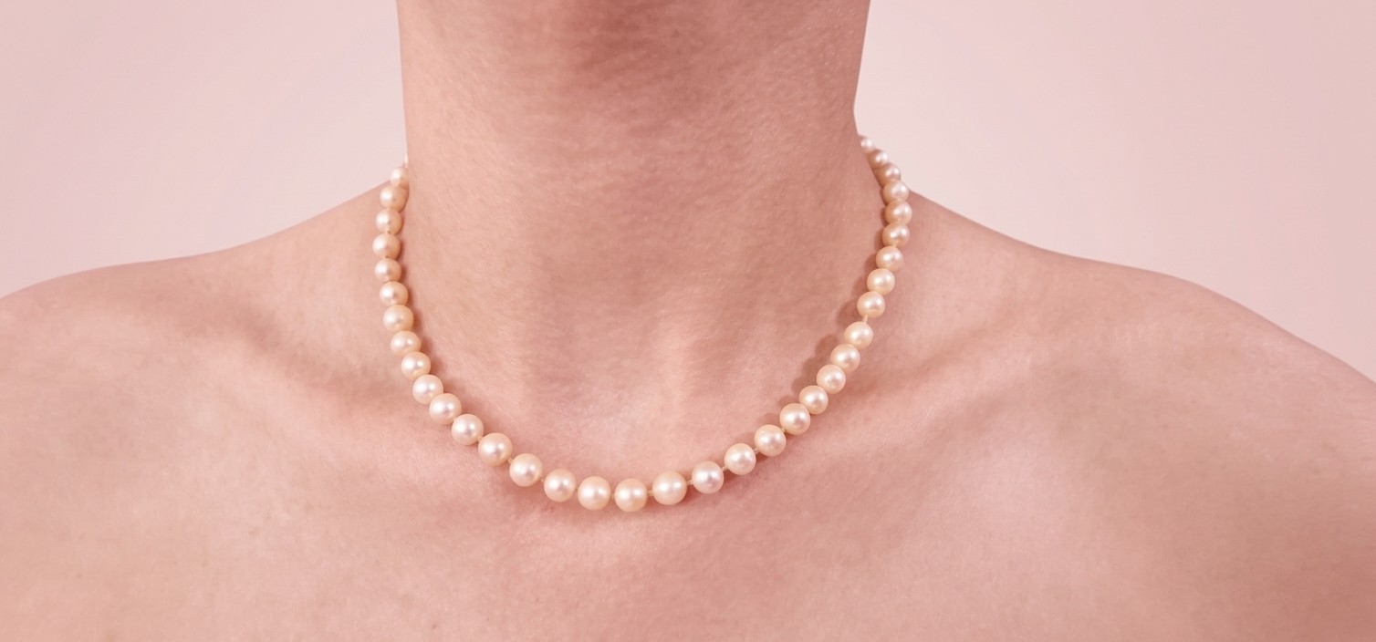 Vintage Cultured Pearl Strand Necklace with Silver Filigree Clasp