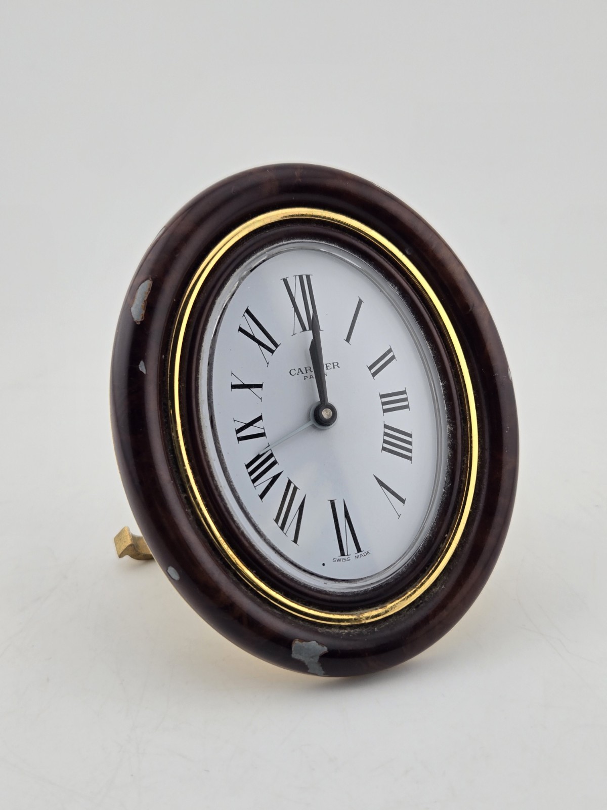 Vintage Cartier Baignoire 7519 Quartz Desk Travel Alarm Clock Tortoiseshell