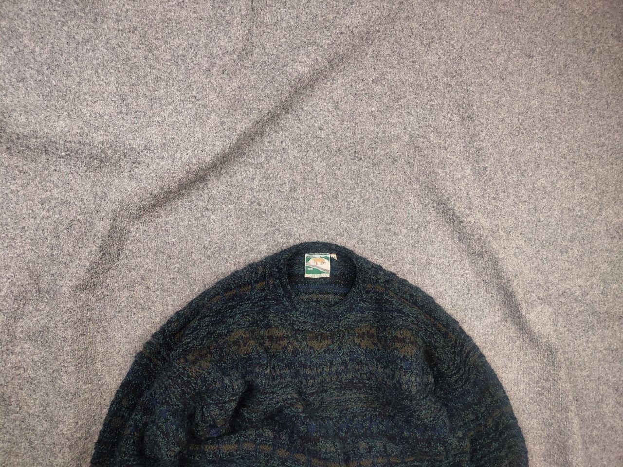 Vintage 80s Gaeltarra Aran Ireland Dark Green Wool Knit Sweater Jumper fisherman