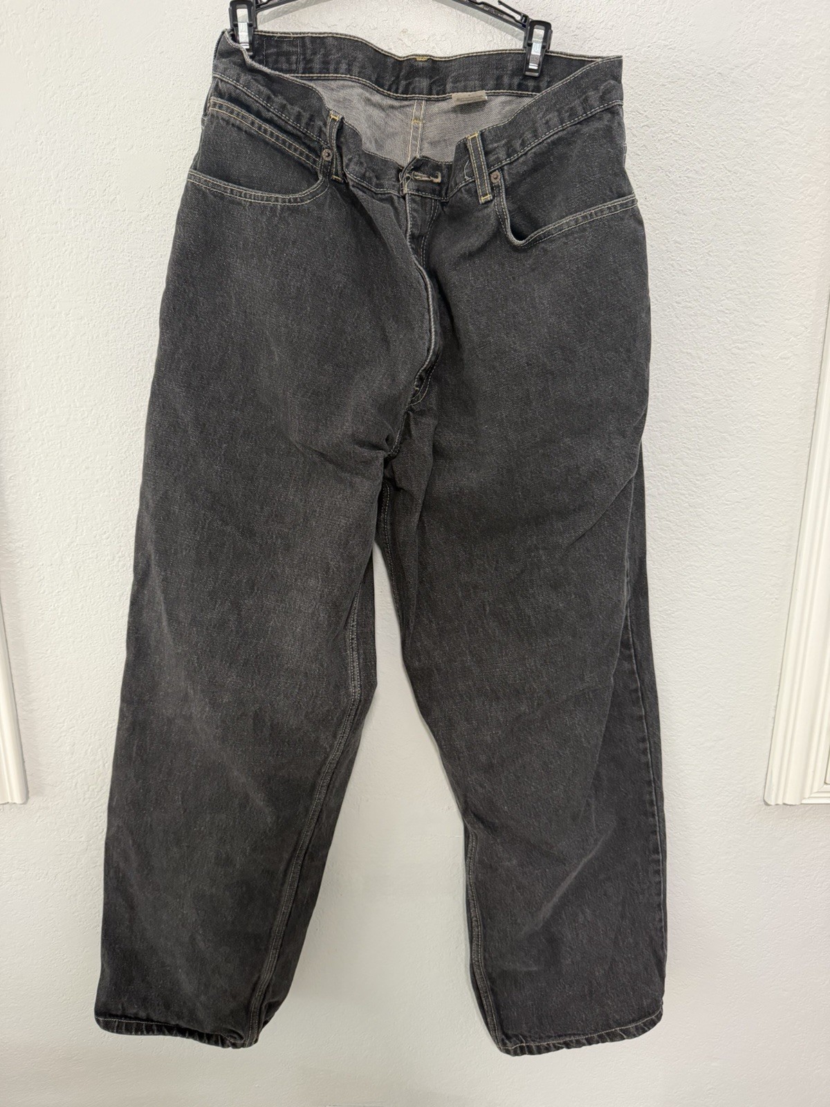 Vintage 90s Levi's Dry Goods Men's Black Dark Wash Denim Baggy Jeans W36 L32