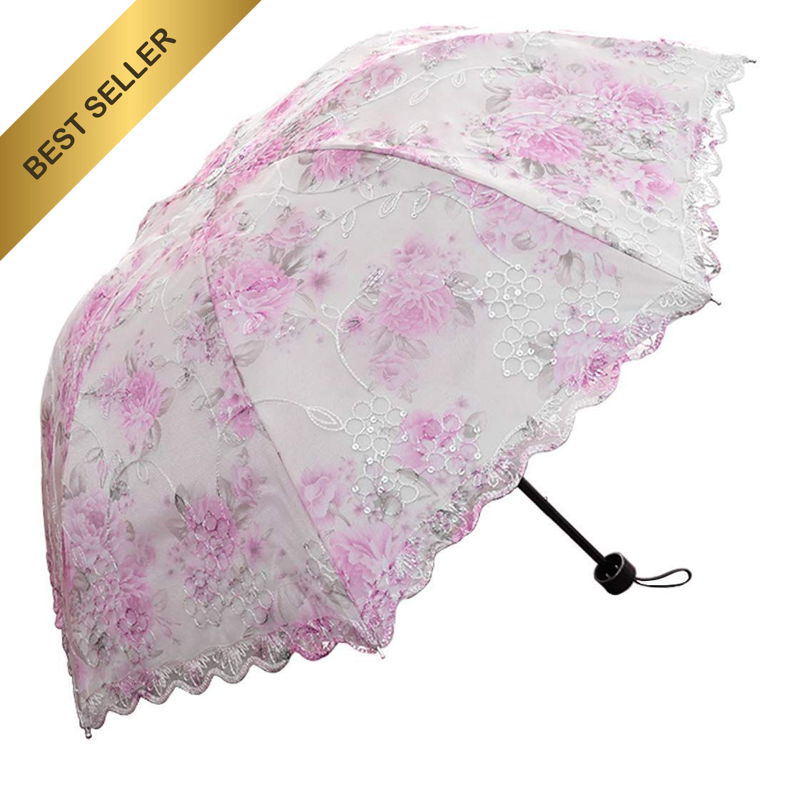 Vintage Lace Parasol Umbrella Folding Anti UV Embroidered Sun Protection Sunshad